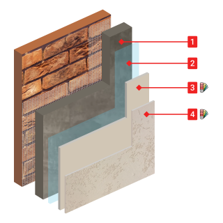Фактура КМ0 на высококачественную черновую штукатурку